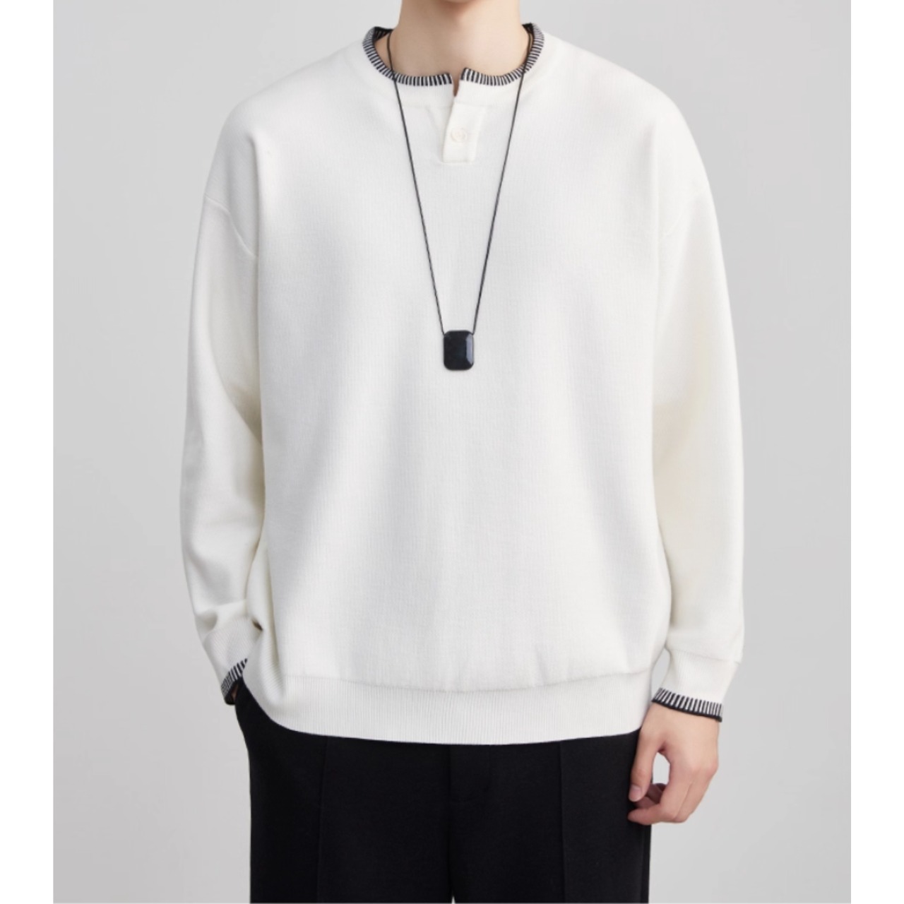 ヘンリーネック ドロップショルダーニット af0416