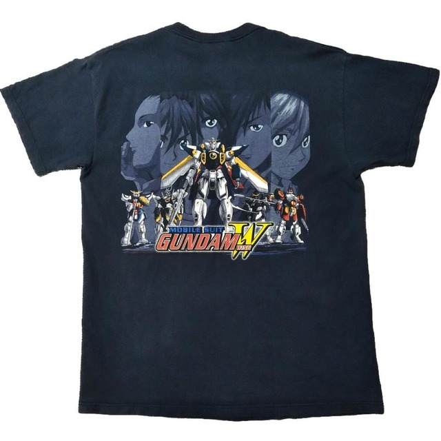 古着 00s ガンダムW Tシャツ L ネイビー アニメT ウィング 海外 