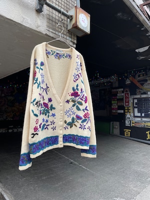 80’s "L.L.Bean" Embroidery knit cardigan