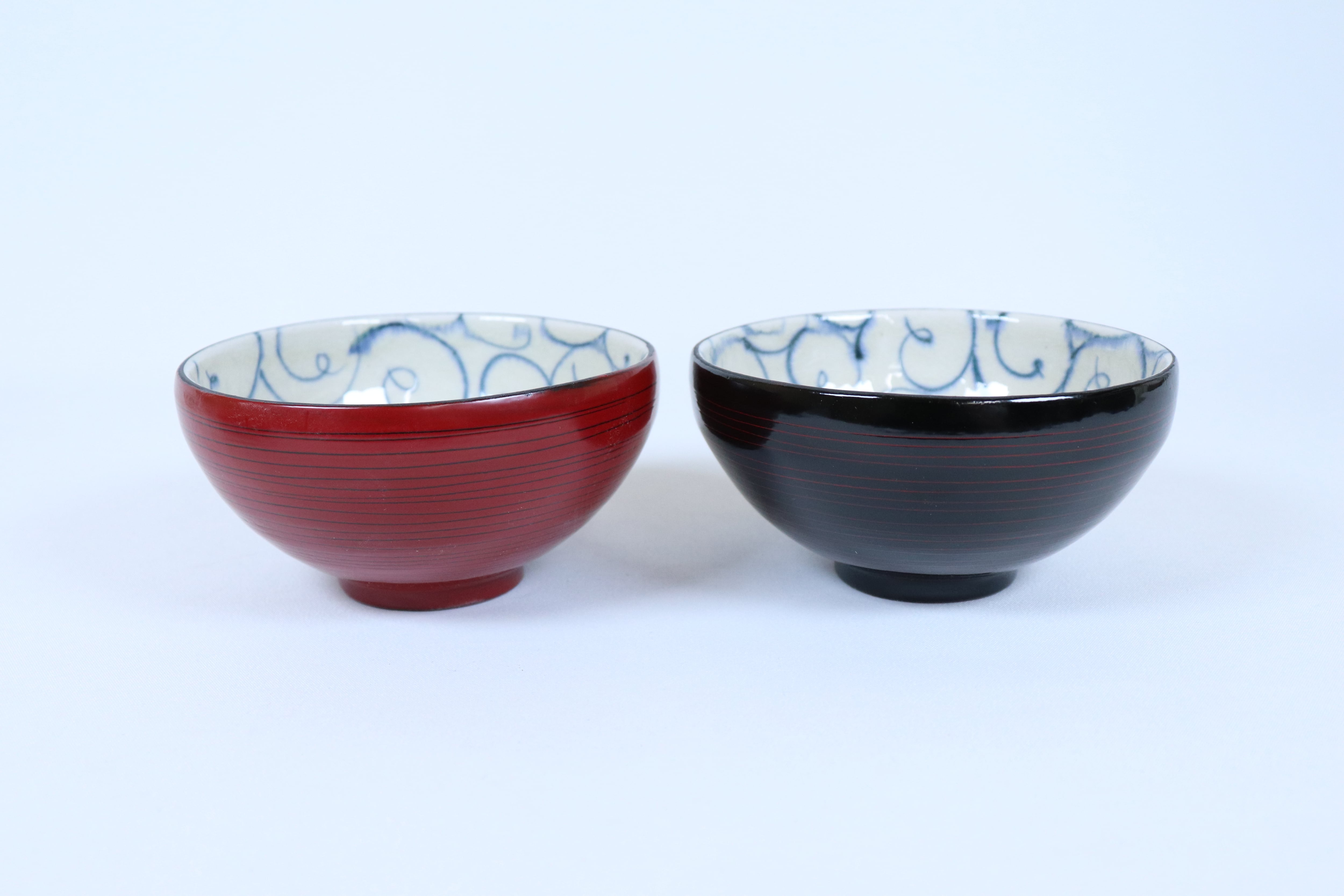 漆陶 小碗 コマスジ 唐草【限定品】