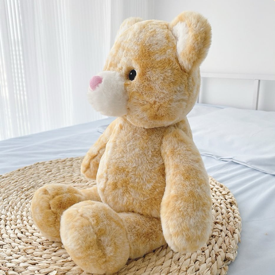 ふわふわイエローのくまうさぎ ぎゅっと抱ける癒しぬいぐるみ（40cm