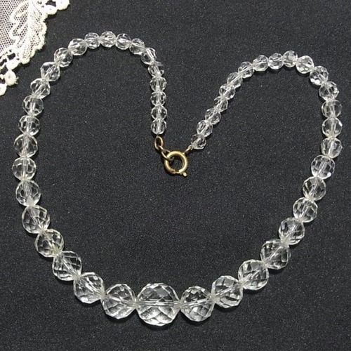 クリアガラスビーズのチョーカーネックレス　 ヴィンテージネックレスのセール通販 9949N