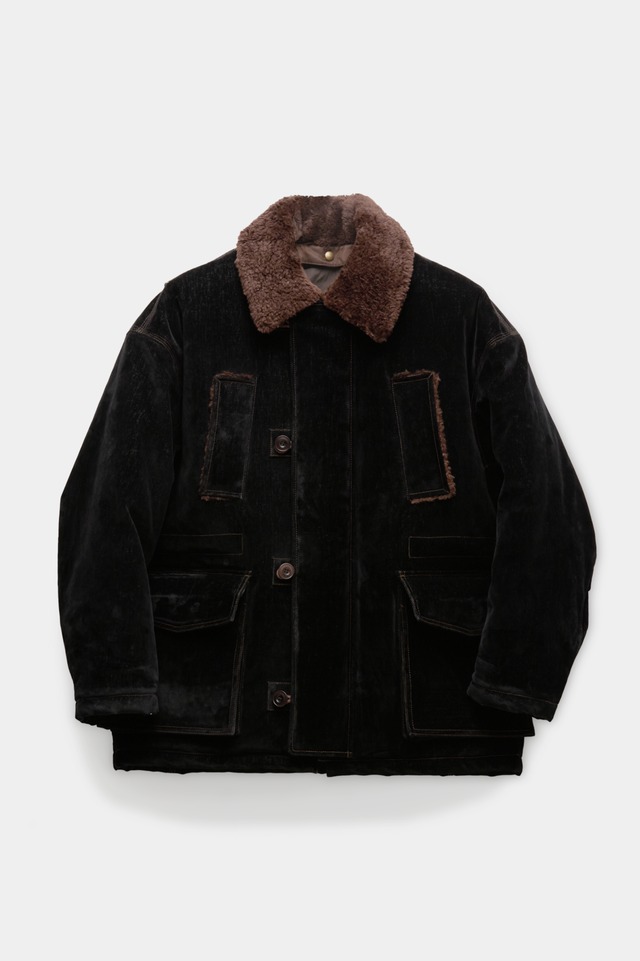 [COOR] Velvet Denim Padded Hunting Jacket (Washed Black) 正規品 韓国ブランド 韓国通販 韓国代行 韓国ファッション クール クーア クアー COOR 日本 店舗