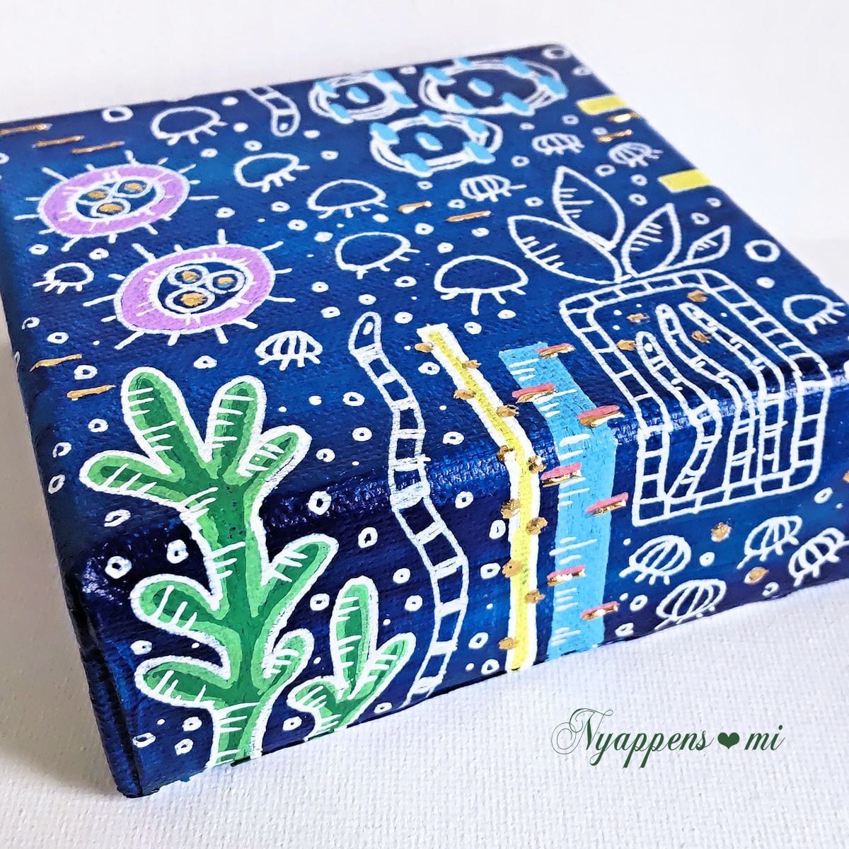手書きアート（深海の世界）BOX_A | フルイドアート|絵画|ねこ