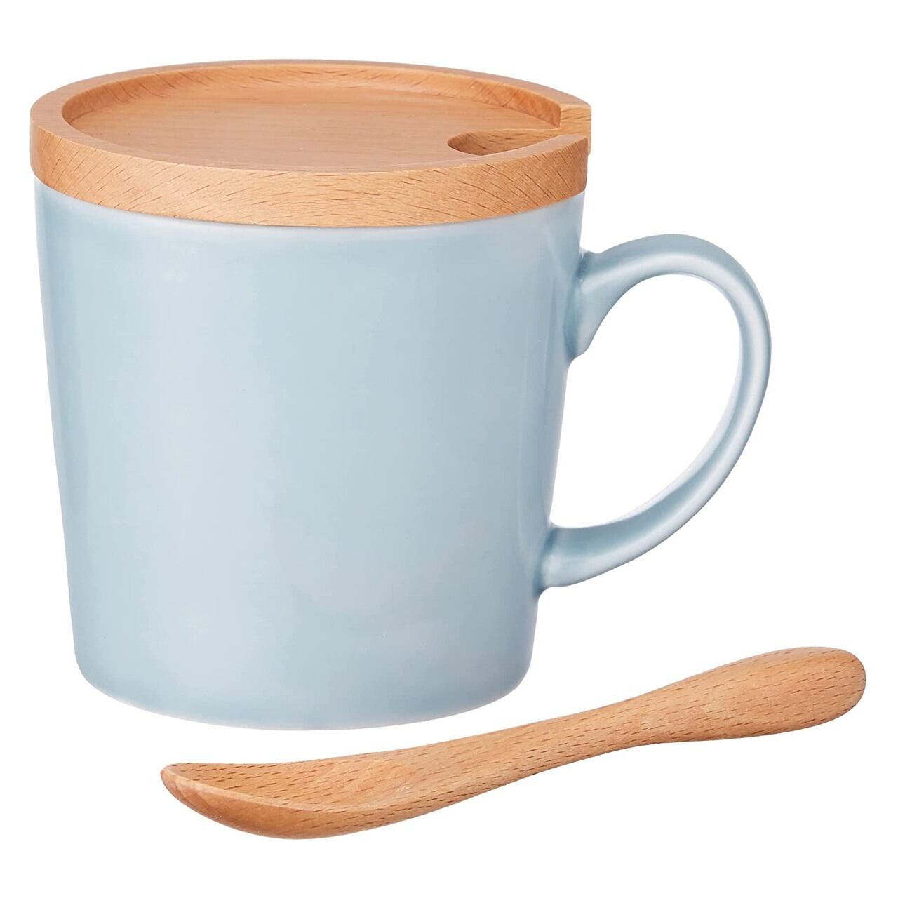 波佐見焼 コンビマグ マグカップ コップ 木蓋 木製スプーン 付 約180ml グレー うつわマルシェ 食器 キッチン専門の通販