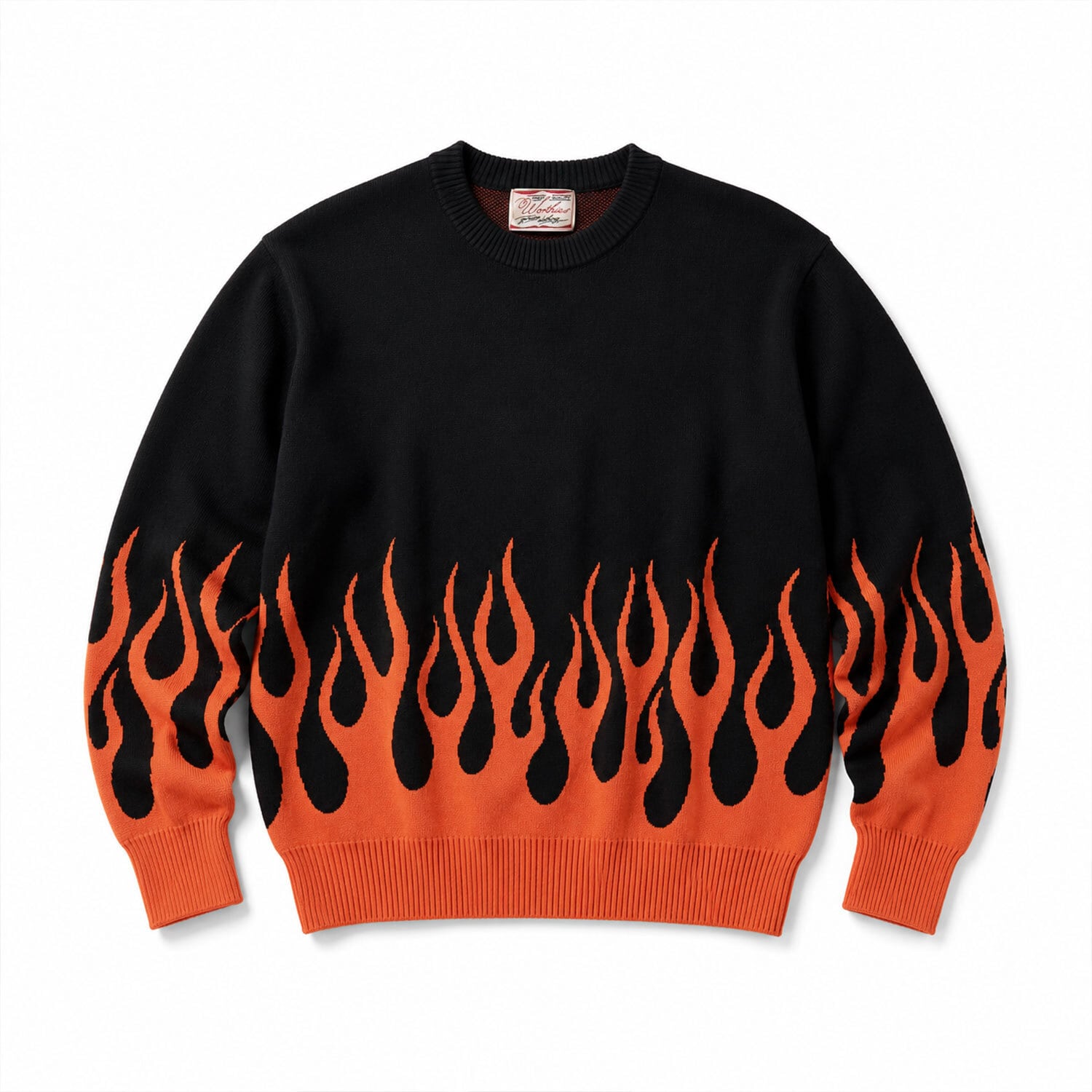 トップス Black & Red Flame Sweater W.FLAME KNIT SWEATER [BLACK×ORANGE] | WORTHIES 公式オンライン