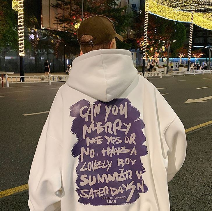 韓国メンズファッション】 メンズ フード付 プルオーバー 長袖 レター  