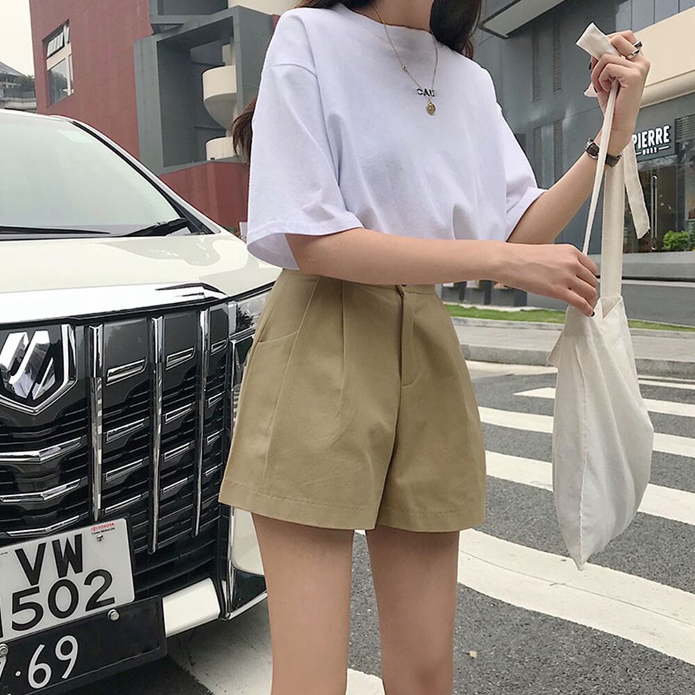 ハイウエスト ショートパンツ レディース 春夏秋 大人 きれいめ 