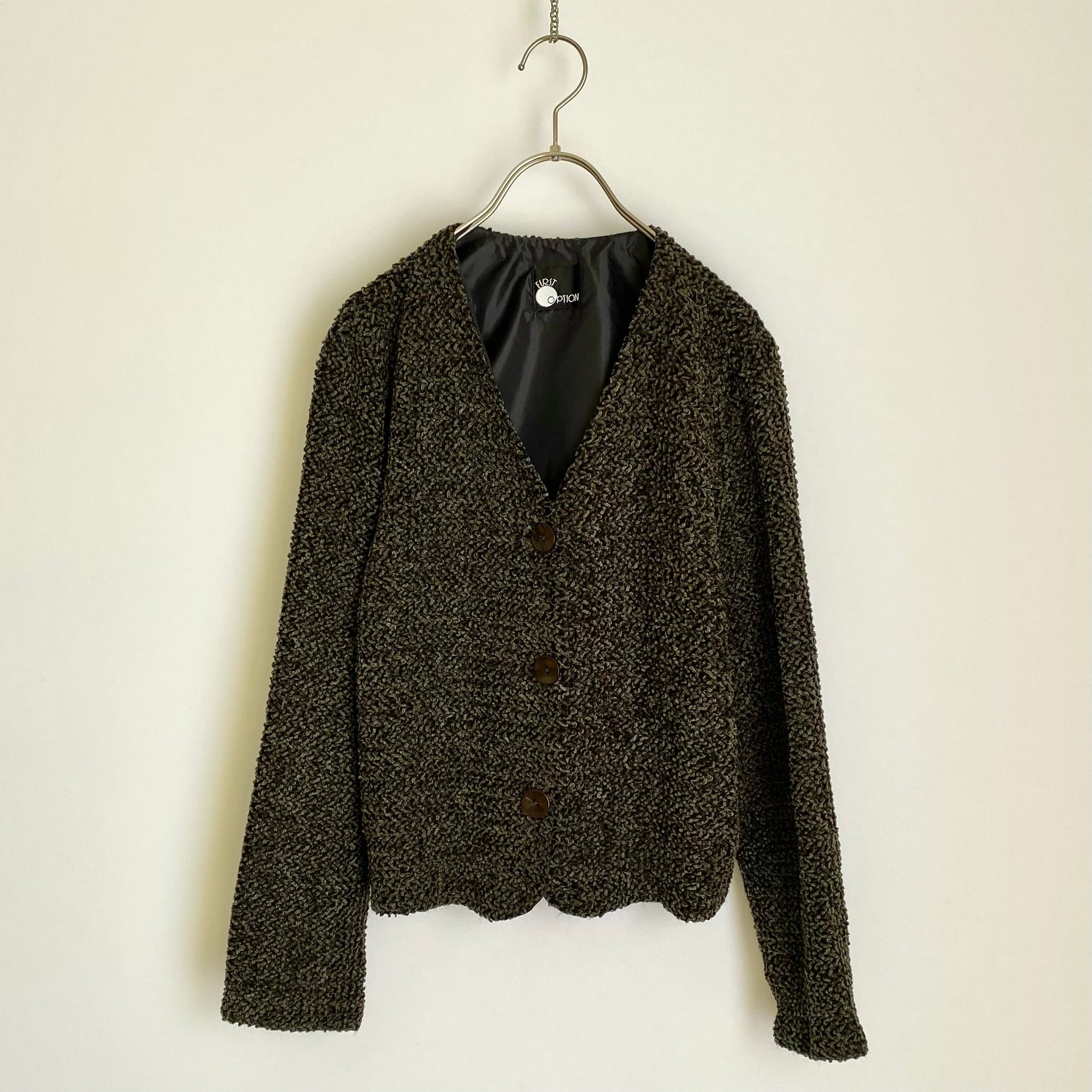 Vintage Euro retro dark green knit jacket レトロ ヨーロッパ