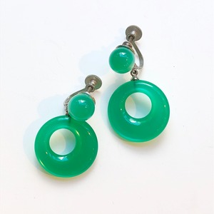 VINTAGE green moonglow foop earrings