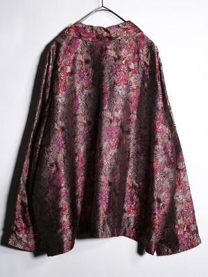 gloss fabric flower pattern wide silhouette shirt jacket