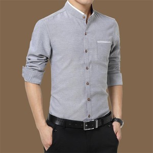 シャツ 長袖シャツ Yシャツ 無地 メンズ 4色 M-5XL ビジネス フォーマル スタンドカラー きれいめ 大きいサイズ 23zm327