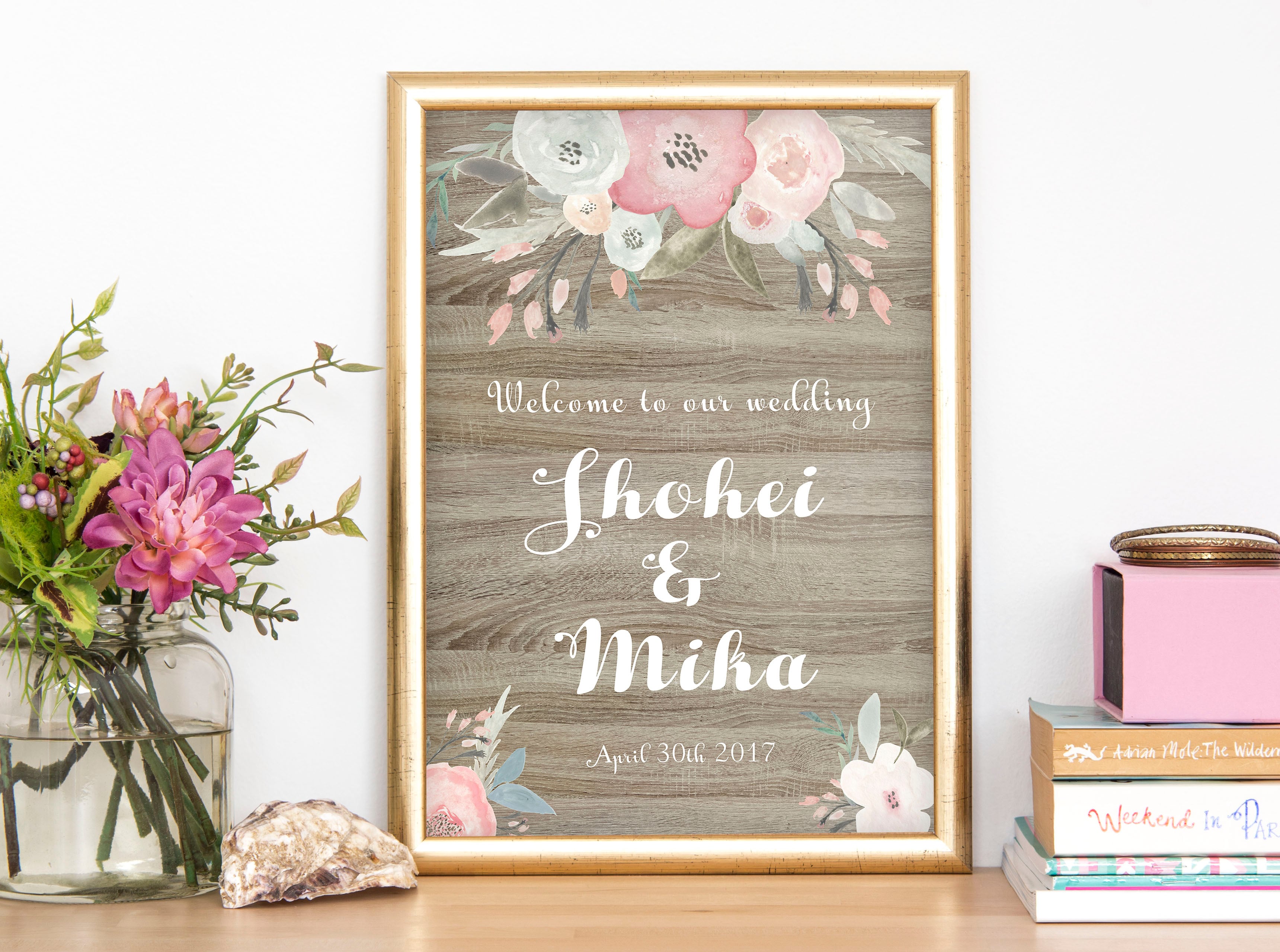 【スプリングフローラル 1】オーダーメイドウェルカムボード