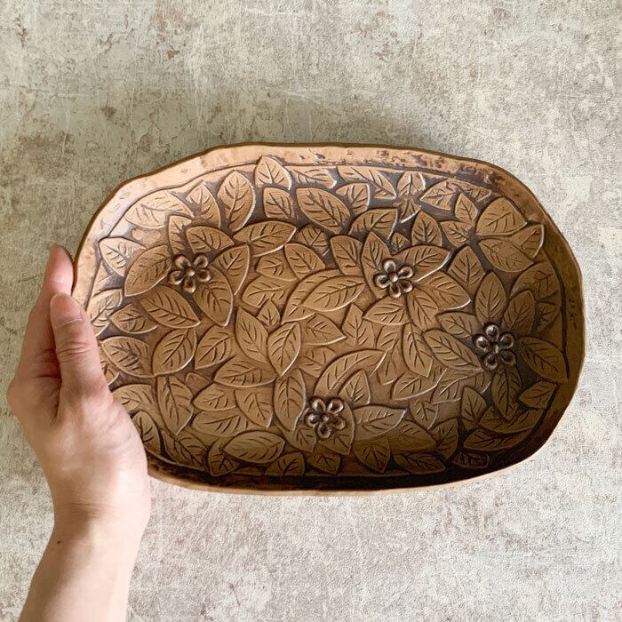 オーバルプレート ウッディ リーフ 楕円皿 27.8cm 木目調 | みのさらら