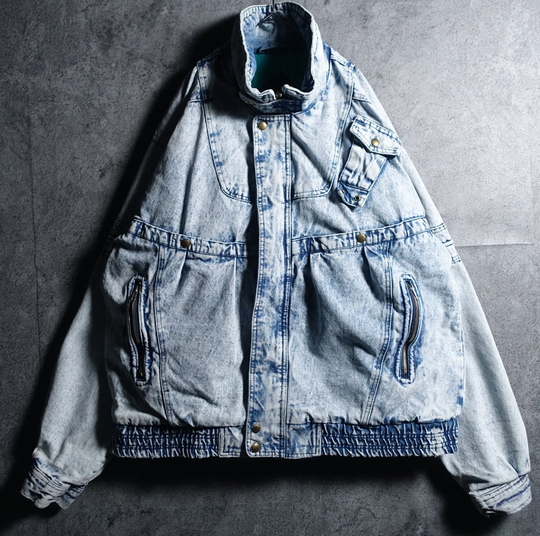 Chemical Wash Multi-Pocket Design Denim Blouson