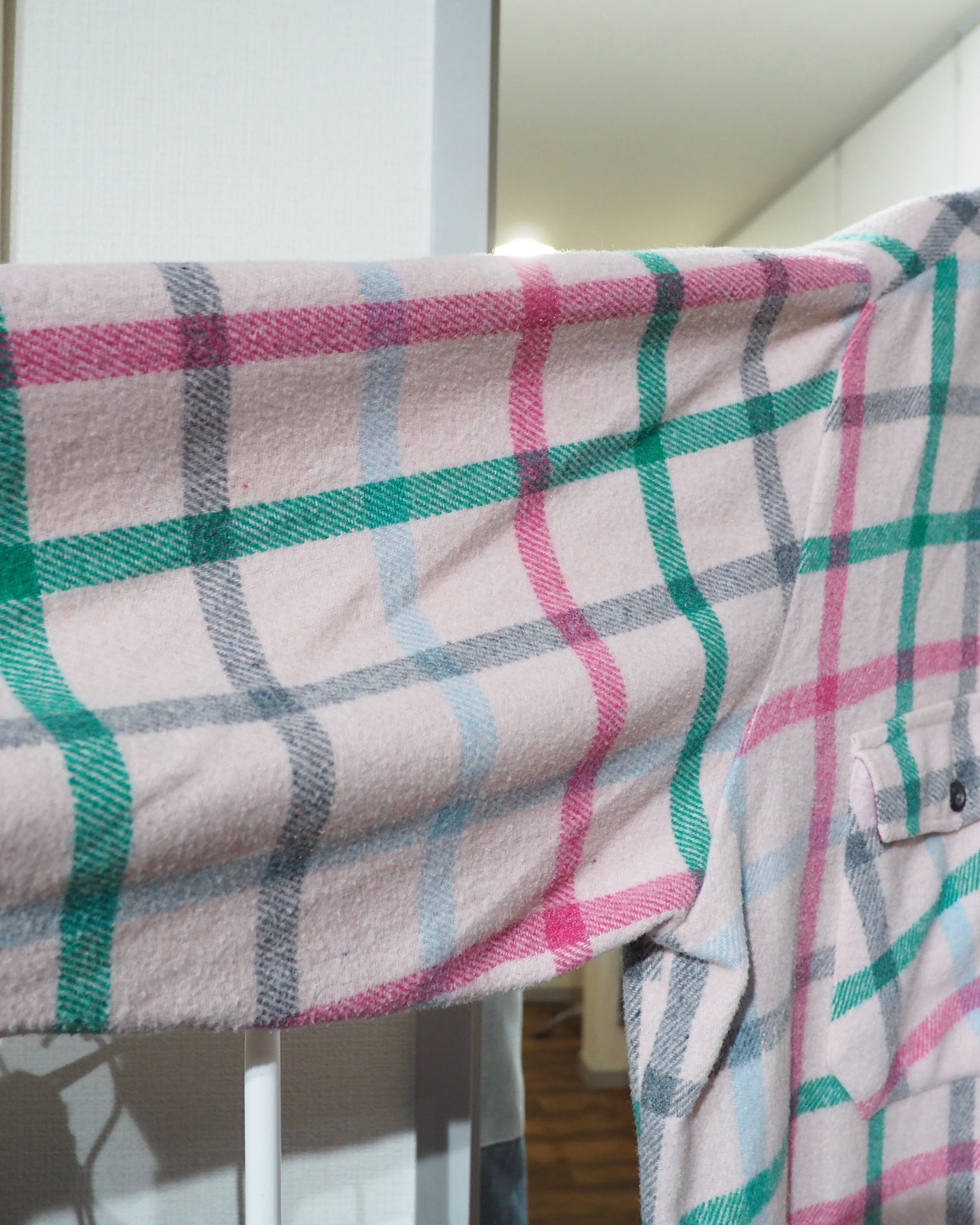 1980s " Green Mountain " Pale Pink Check Pattern Vintage Loose Flannel Shirt