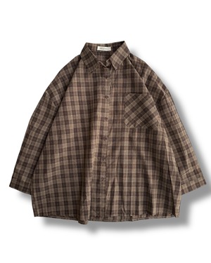calm oversized check shirt <brown>