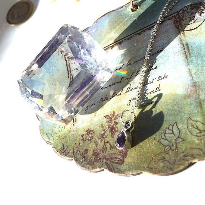 【一点物】✦2月の誕生石✦⋆.·SV925⋆.·紫の雫⋆.·Petiteアメジストドロップネックレス⋆.·✦