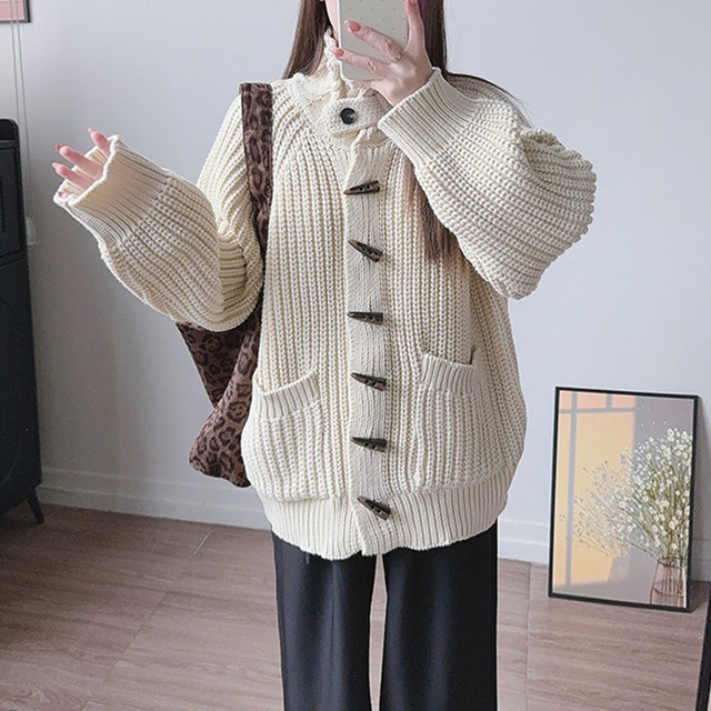 【outer】スタントカラーニットカーディガン Q7143