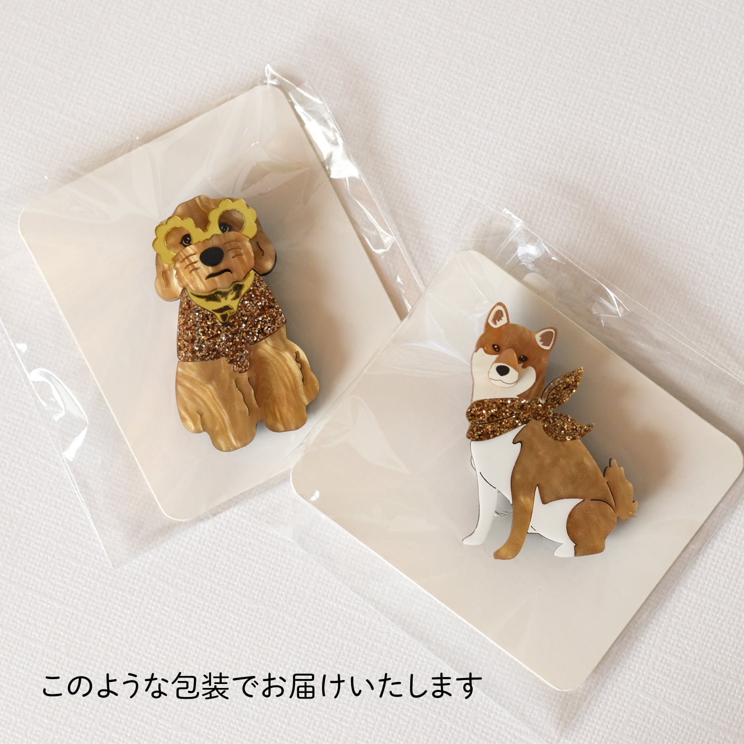 アクリル製 わんこブローチ＆バッジ Dogモチーフ ポーコピノ Pocopino