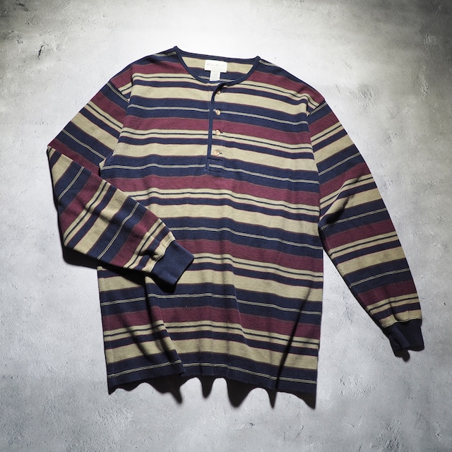 ” Eddie Bauer ” Irregular fat boarder pattern long sleeve Tee