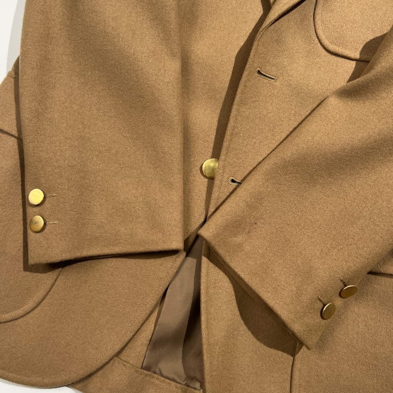 80s Kent ケント 金ボタン 段返3B 背抜き ウール テーラードジャケット 170-87-75/キャメル系 メンズ ビンテージ VAN JAC
