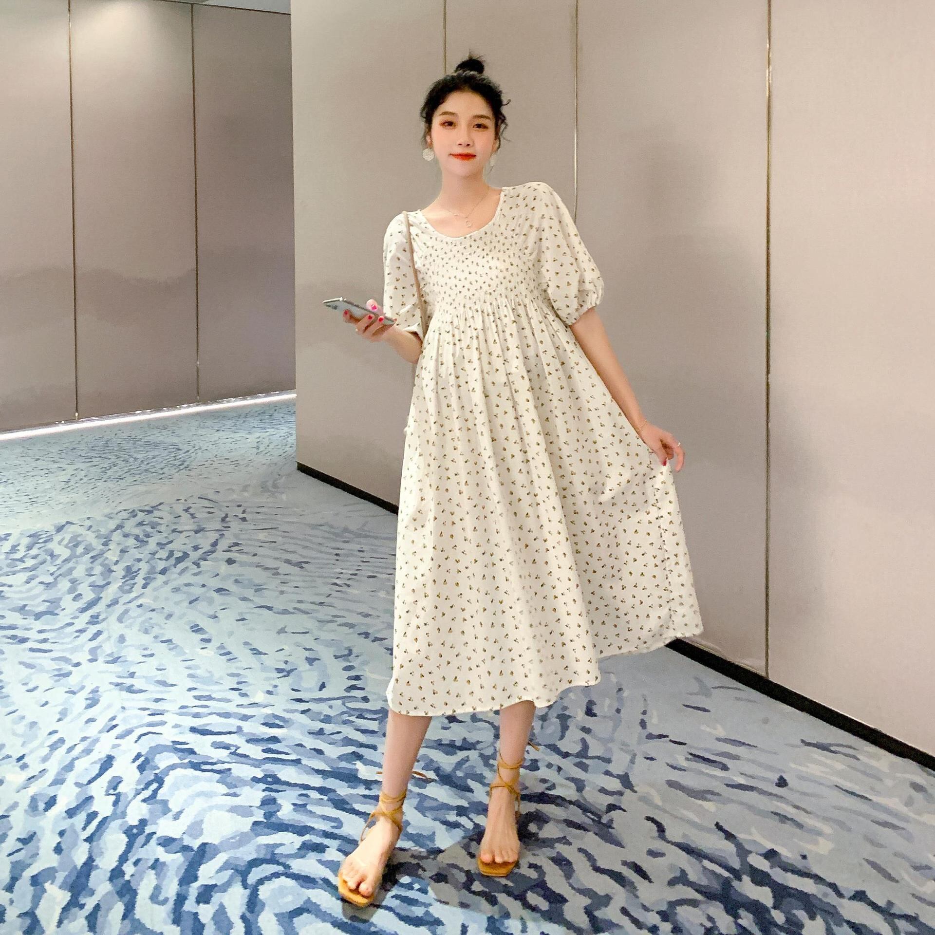 【新作】【送料無料】 マタニティドレス2020夏の新しいシフォンフローラルルーズドレス小さな新鮮なミドル丈ドレス妊婦-アリババ サマー 夏物 花柄 expec250009510559