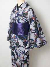 【受注商品】RumiRockセオαゆかた「樹上の動物」グレー　[A1698]