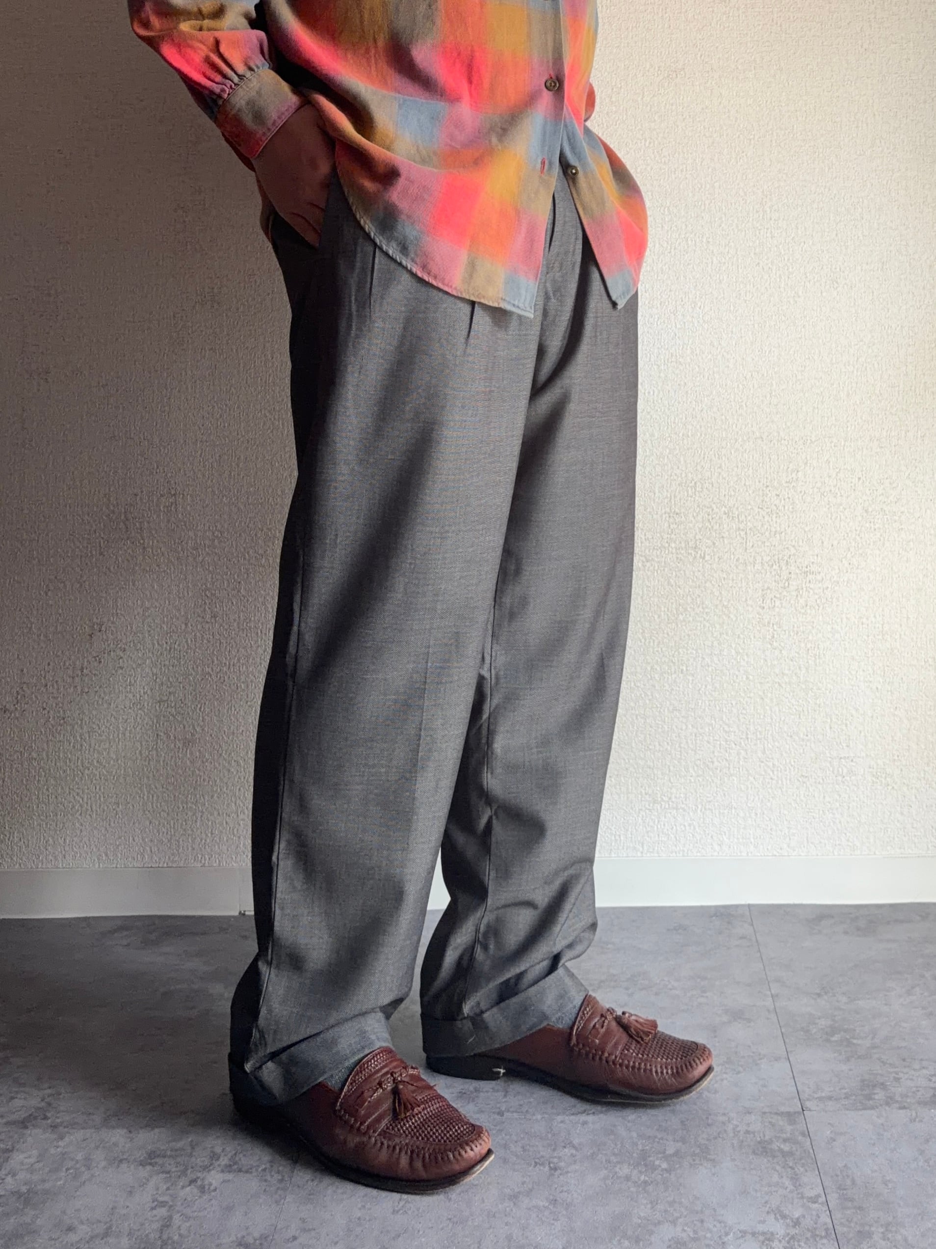00s | PERRY ELLIS “レーヨン混” wide slacks / ポリ✖︎レーヨン