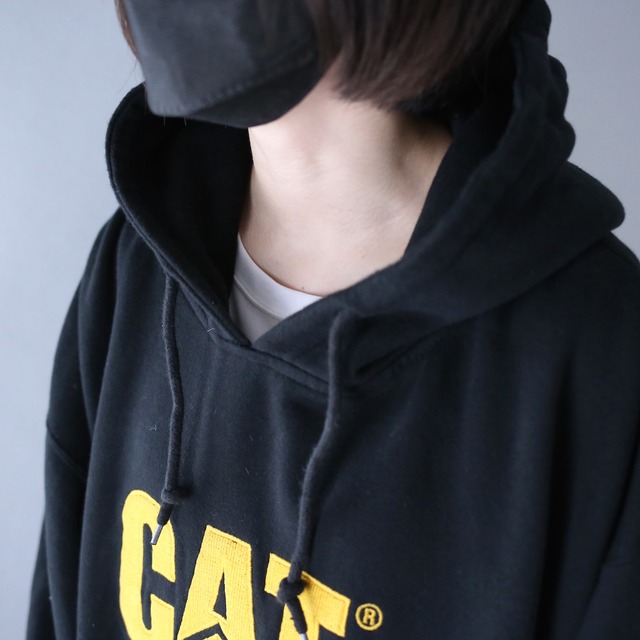 "刺繍" CAT front design XXXL over silhouette sweat parka