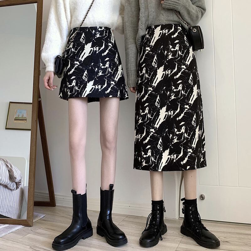 スプリングオータムショートスカート ハイウェストウェストAライン 春物 秋物 スーパーモール76927730518