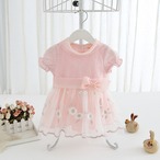 リボンベルトのお花刺繍ワンピース(ピンク)