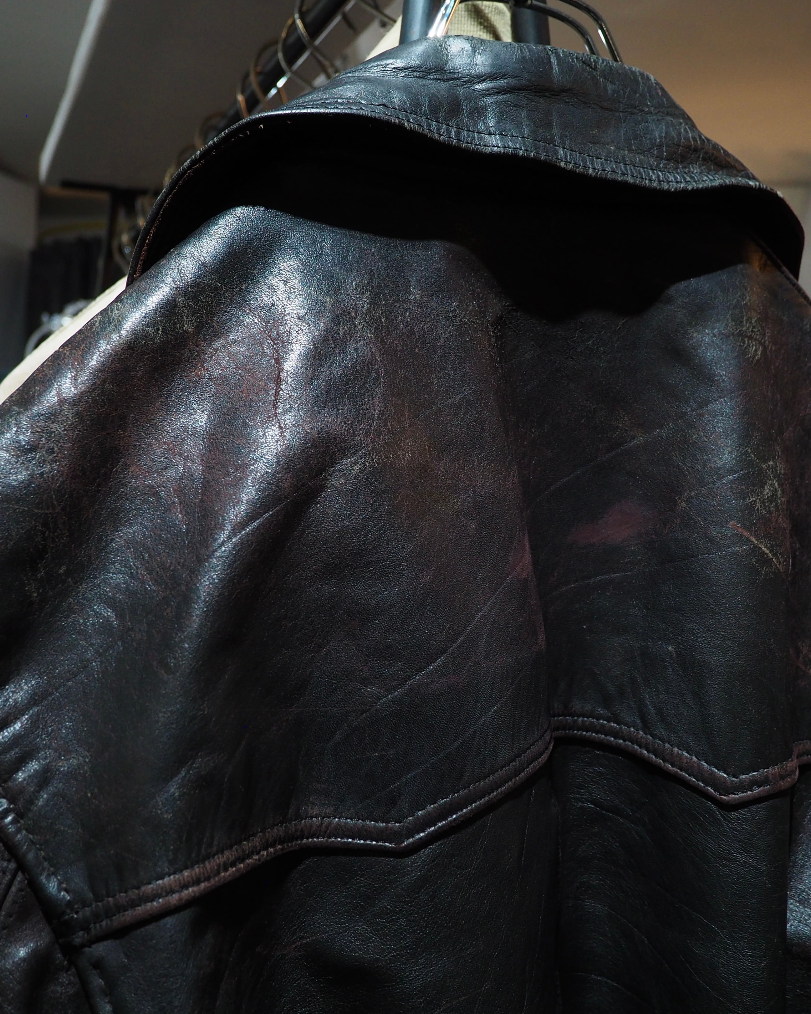 " Unknown - Handmade " Beautiful Aging Special Vintage Leather Jacket