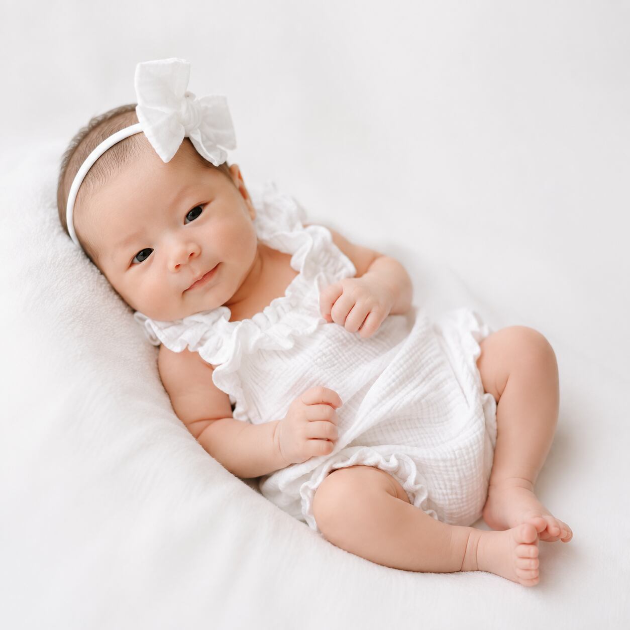 12.Clara White Romper|ホワイトガーゼ フリルロンパース