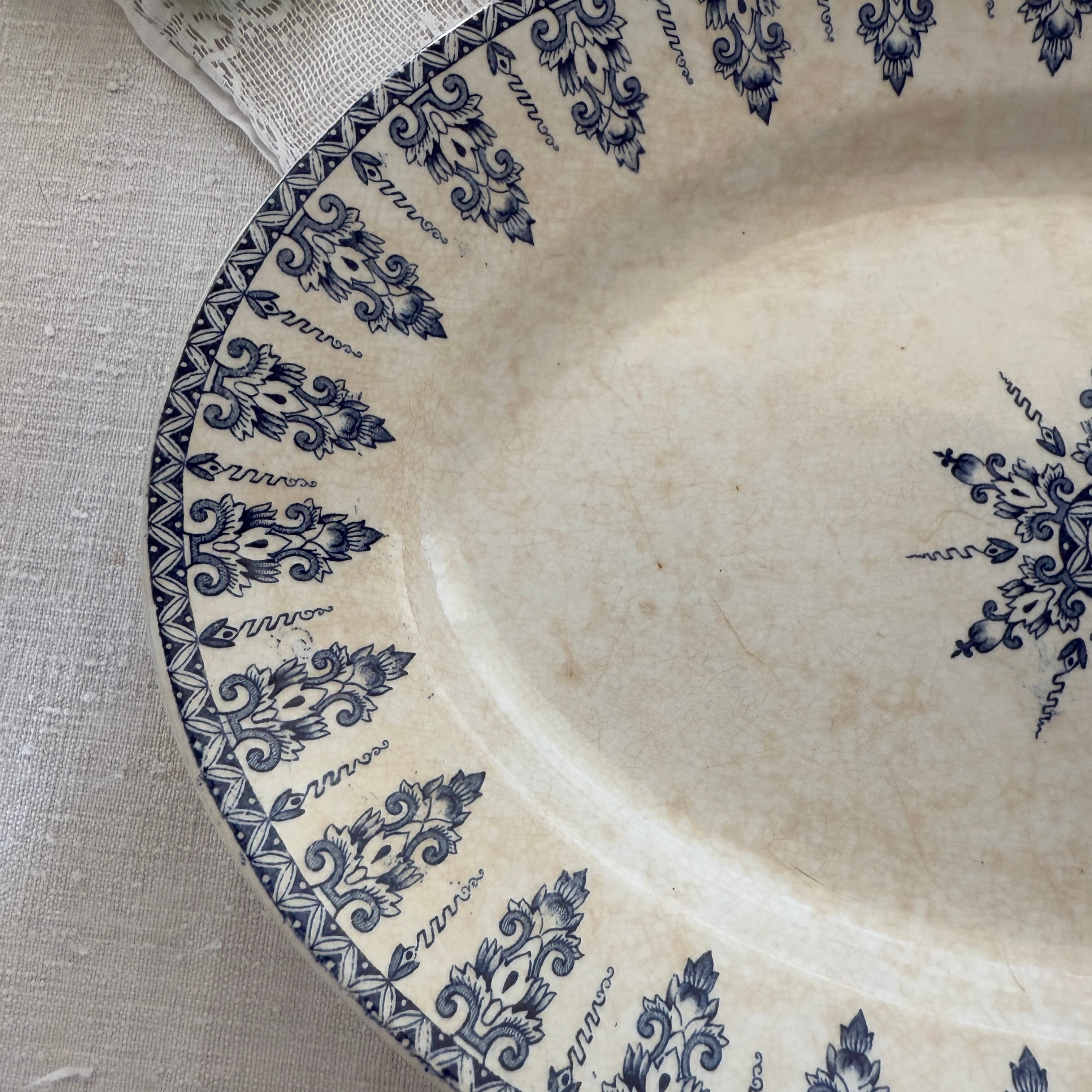 GIEN ジアン　ポントシュー　オーバル　大皿　フランス　ヴィンテージ French Large Oval Plate By Gien/フランスジアン窯の大きなオーバル