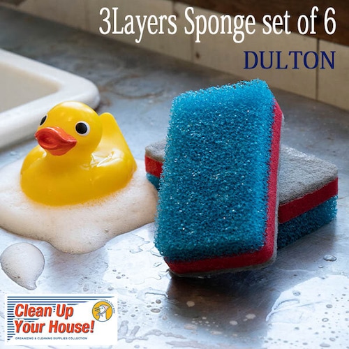 3LAYERS SPONGE SET OF 6 3レイヤー スポンジ 6pcs セット キッチン 浴室 洗面 ダルトン DULTON