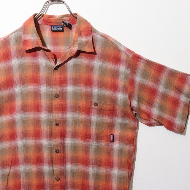 美品 L ポルトガル製 オンブレ オレンジ A/C Yarn Dyed Shirt Patagonia ACシャツ ヤーンダイ パタゴニア