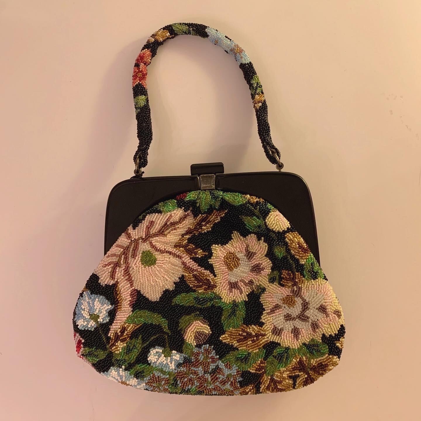 flower beads mini purse bag