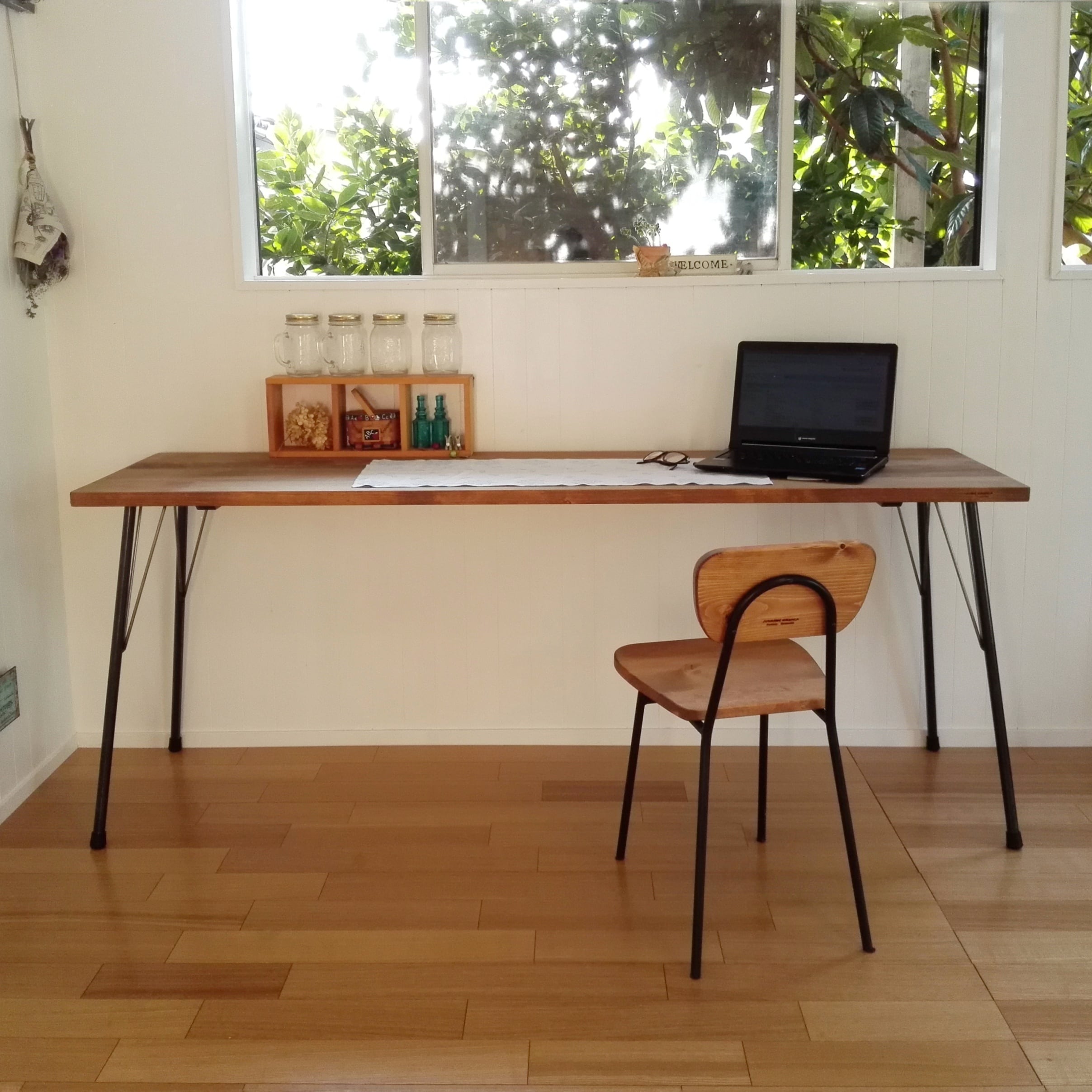 ♪ワークデスクＤ50xＷ160×Ｈ72ｃｍ 作業テーブル パソコンデスク 無垢 オーダー家具のKINOKA