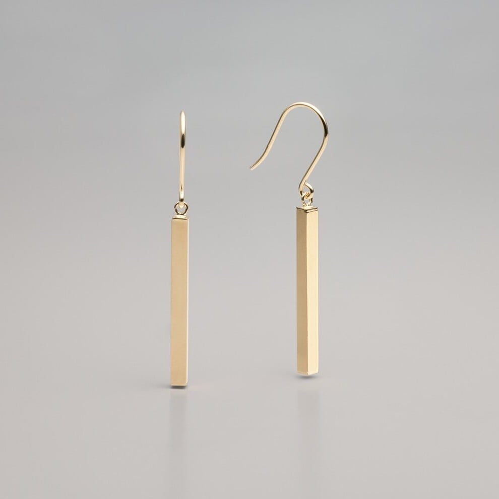 No.1119 ビッグゴールドとブラックのロングピアス　大ぶりイヤリング K18イエローゴールド ロングバーフックピアス 【MKY0141P1】 | MONICE