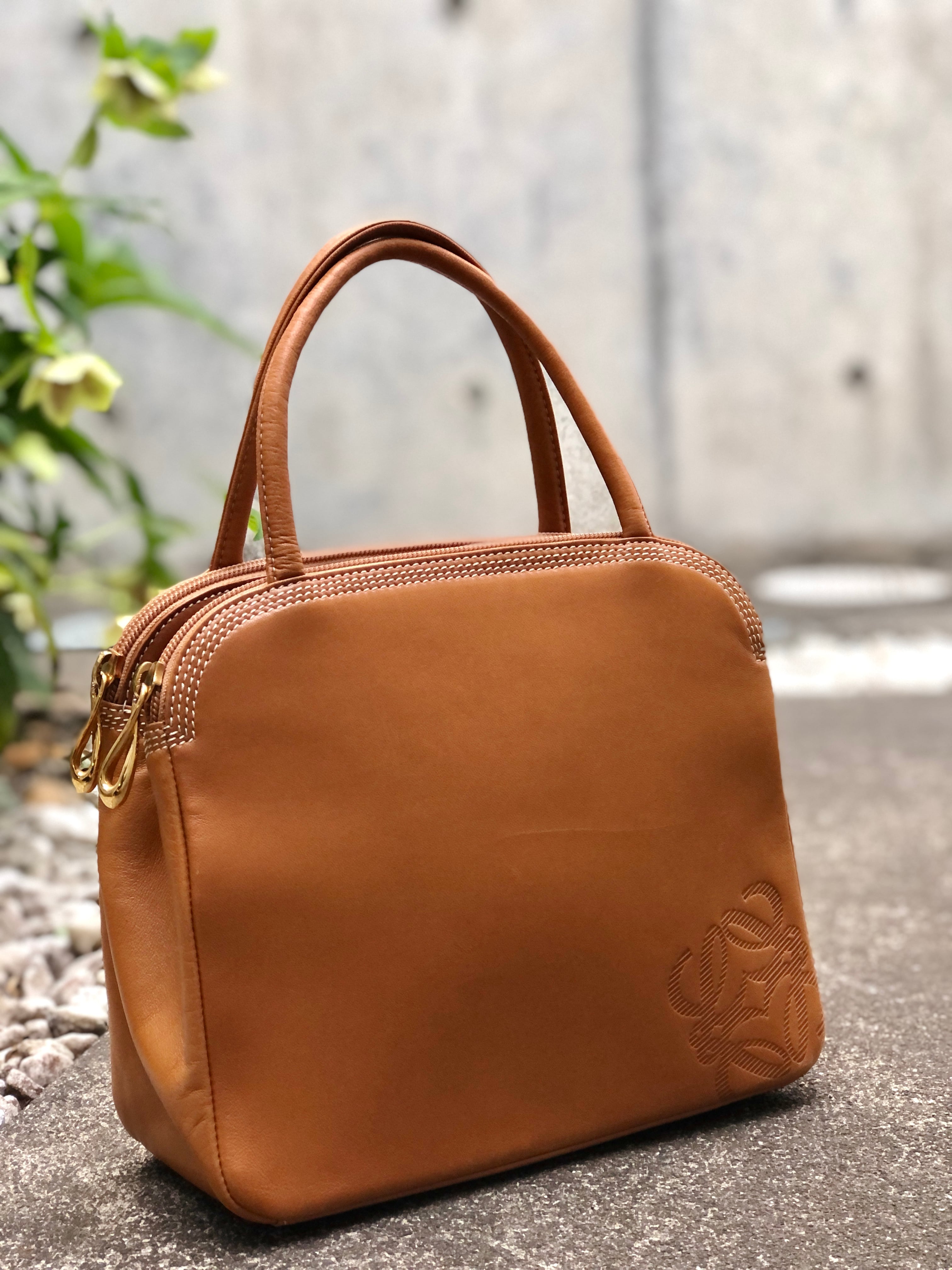 ★［2474］美品　＊LOEWE　ロエベ＊　レザー　ハンドバック　茶0…不良ジャンク品