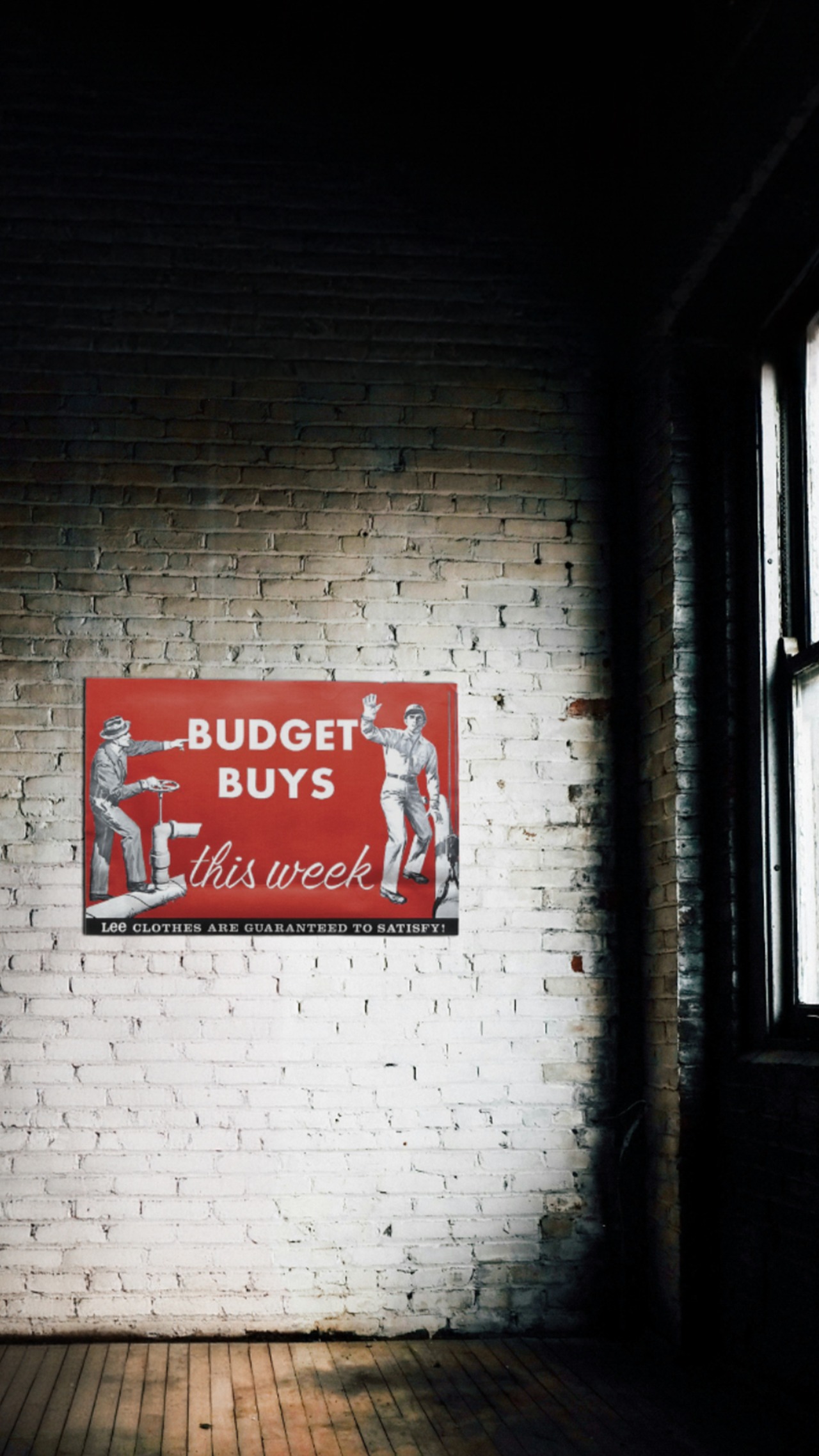 Lee Clothes Dealer Window Card “BUDGET BUYS – this week” (U.S.A., c.1950s–60s)