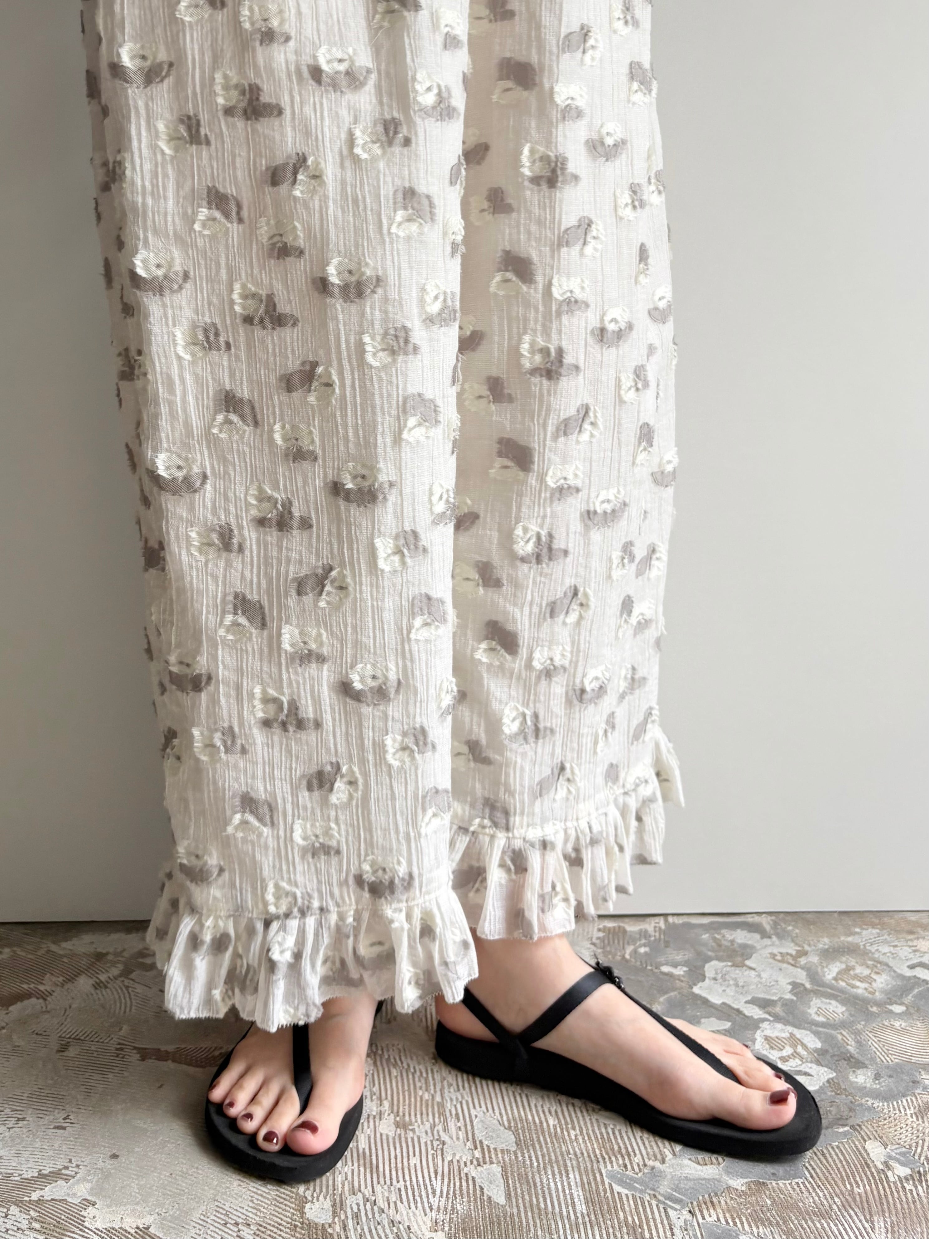 qiri】花吹雪'jacquard ギャザーワイドパンツ［6301PT003261］キリ