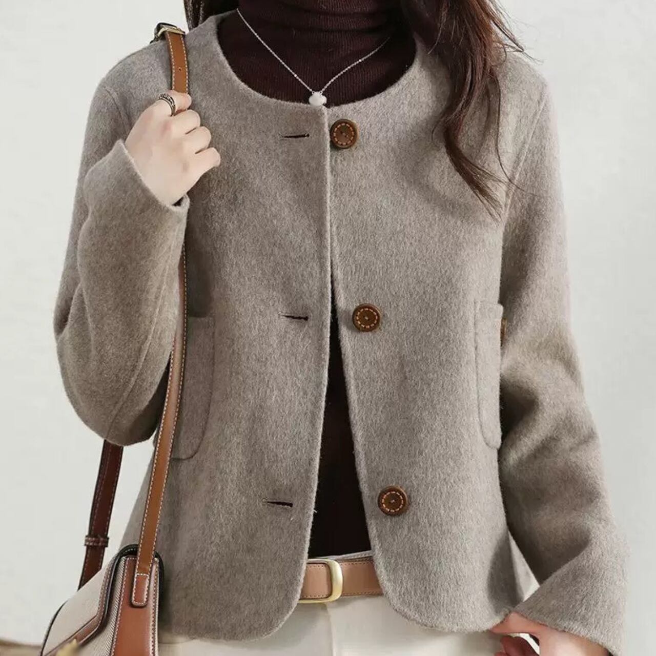 ノーカラーボタンジャケット A0007