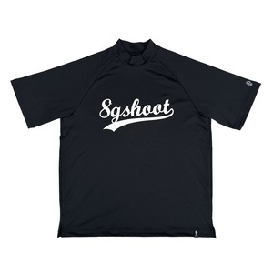 BASEBALL LOGOPRINT MOCK NECK SHIRT - BLACK -