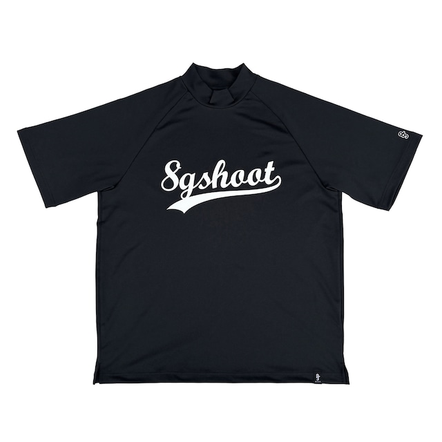 BASEBALL LOGOPRINT MOCK NECK SHIRT - BLACK -