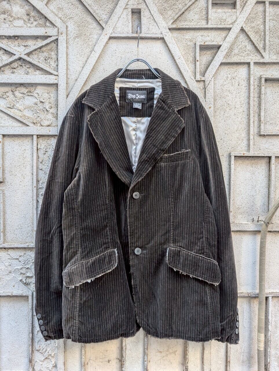 "POP ICON" velour stripe tailored jacket