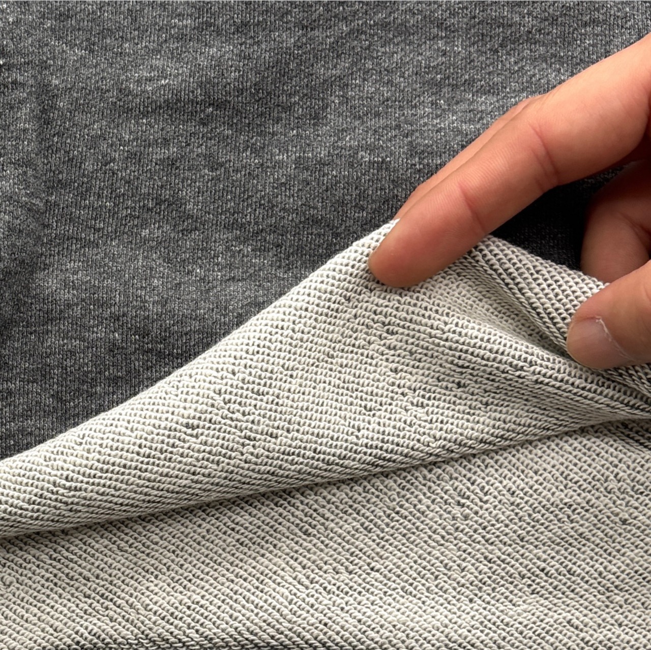 ★TC532◆2m◆綿100%裏毛ニット生地◆チャコール系