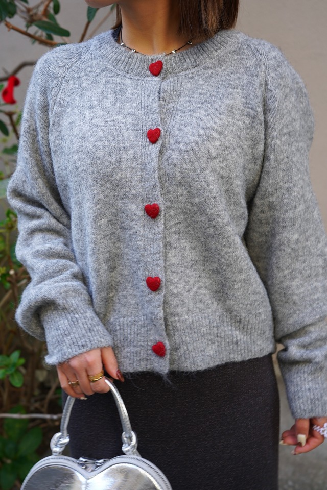 HEART BUTTON CARDIGAN