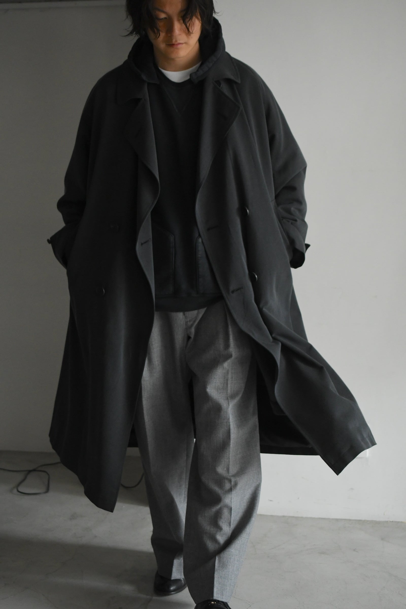 A.PRESSE / Vintage Attached Hood Sweat Parka (Black) | nariwai